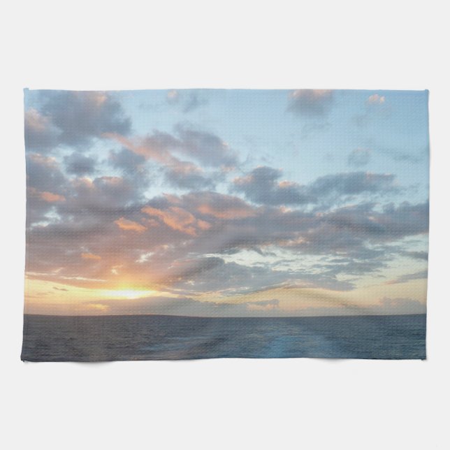 Sunrise at Sea I Pastel Seascape Tea Towel (Horizontal)