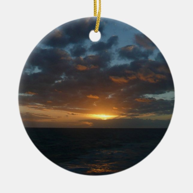 Sunrise at Sea II Ocean Seascape Ceramic Tree Decoration (Front)