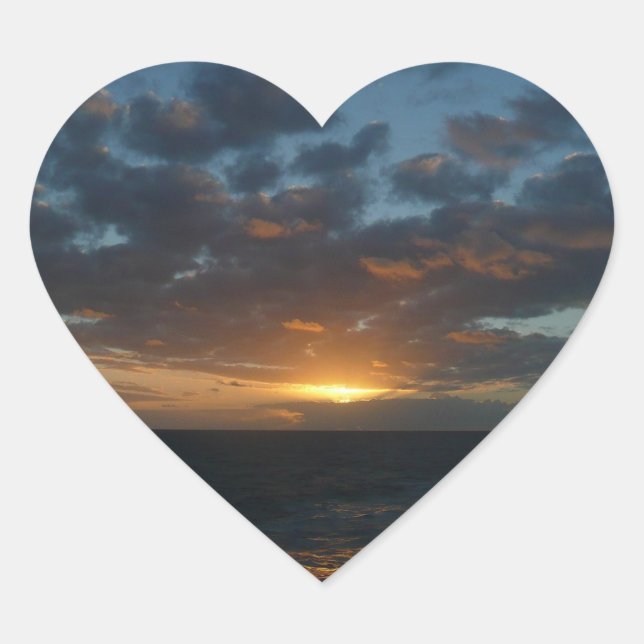 Sunrise at Sea II Ocean Seascape Heart Sticker (Front)
