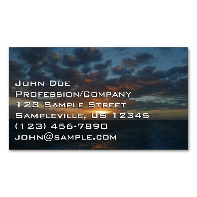Sunrise at Sea II Ocean Seascape Magnetic Business Card (Front)