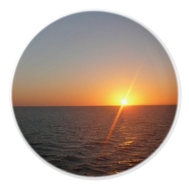 Sunrise at Sea III Ocean Horizon Seascape Ceramic Knob (Front)