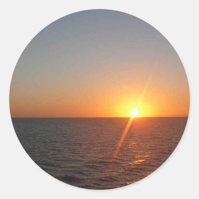 Sunrise at Sea III Ocean Horizon Seascape Classic Round Sticker (Front)