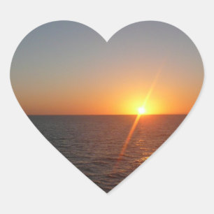 Sunrise at Sea III Ocean Horizon Seascape Heart Sticker
