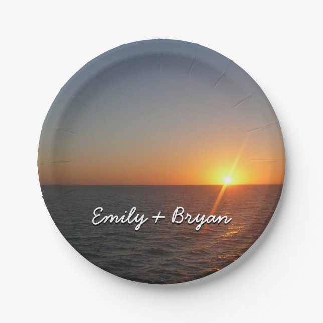 Sunrise at Sea III Ocean Horizon Seascape Paper Plate (Front)