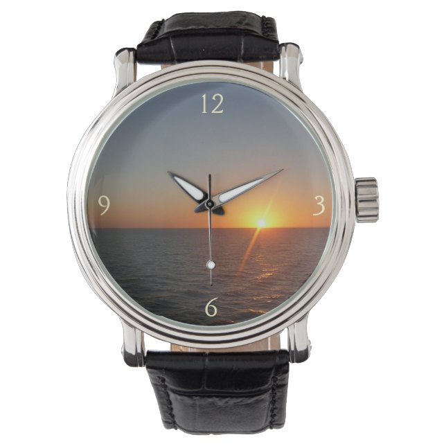 Sunrise at Sea III Ocean Horizon Seascape Watch (Front)