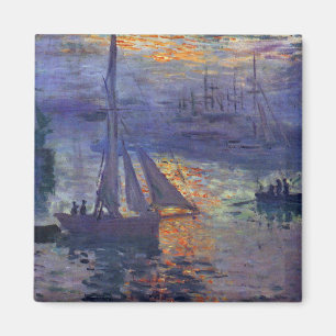 Sunrise at sea Monet sailboat painting boating art Magnet