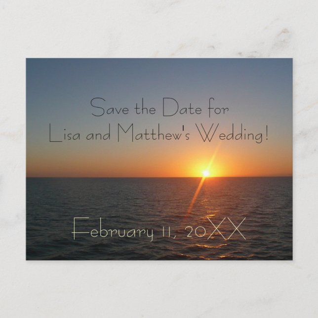 Sunrise at Sea Save the Date Postcard (Front)