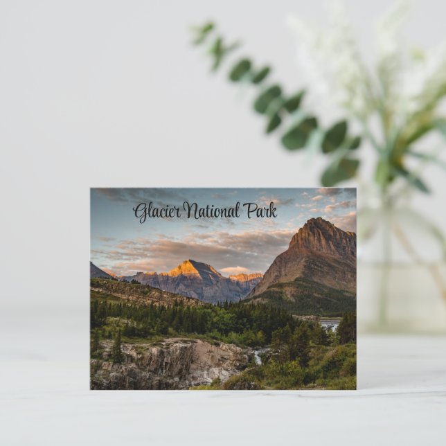 Sunrise at Swiftcurrent Lake Postcard (Standing Front)