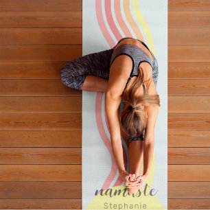 Sunrise at the Beach Colourful Abstract Wavy Lines Yoga Mat