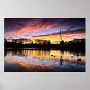 Sunrise at the Lake, Leighton Buzzard (6353) Poster