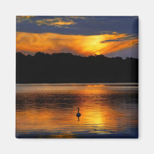Sunrise at the lake, scenic photograph, magnet