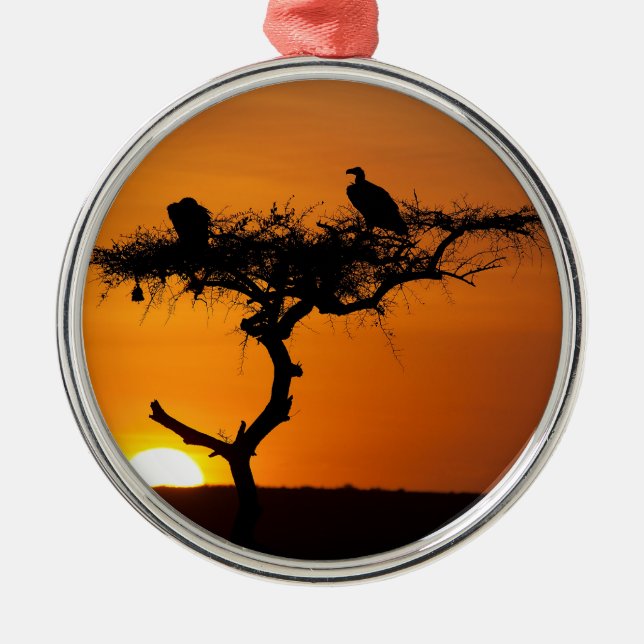 Sunrise at the Masai Mara, Kenya Metal Tree Decoration (Front)