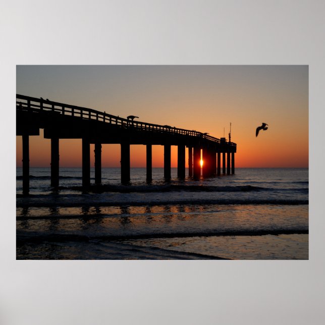Sunrise at the St. Augustine Beach Pier Poster (Front)