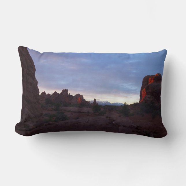 Sunrise at the Windows Trail in Arches Lumbar Cushion (Front)