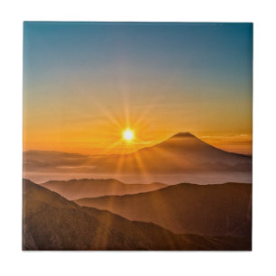 Sunrise between the hills ceramic tile