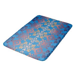 Sunrise Blue Royal Damask Bath Mat