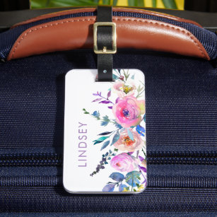Sunrise Boho Floral Custom Monogram Luggage Tag