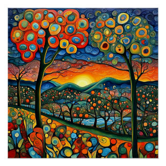 Sunrise by the river poster