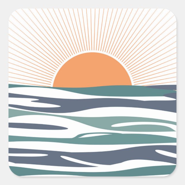 Sunrise by the sea square sticker (Front)