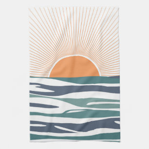 Sunrise by the sea tea towel