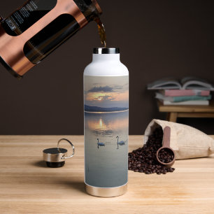 Sunrise by the swan lake - Water bottle