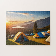 Sunrise Camp Art Mountainous Campsite 4 Photo Puzz