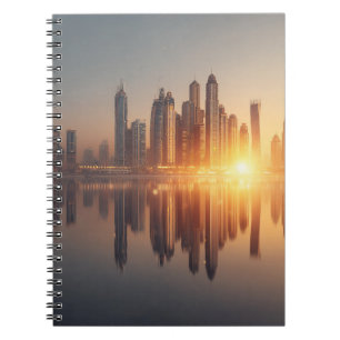 Sunrise Cityscape Mirror Reflection Notebook