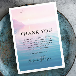 Sunrise cliff and birds funeral sympathy thank you card