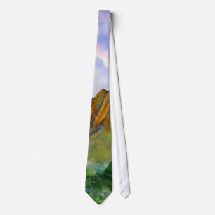 Sunrise Cliffs Kauai Hawaii Watercolor Neck Tie