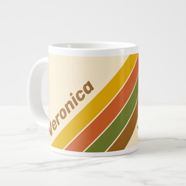 Sunrise Clover Stripes with Name Large Coffee Mug (Front Left)