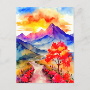 Sunrise Colourful Mountain Wall Art Postcard