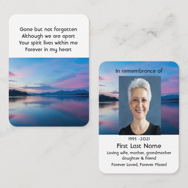Sunrise Dawn  Memorial Pocket Keepsake Business Card (Front/Back)