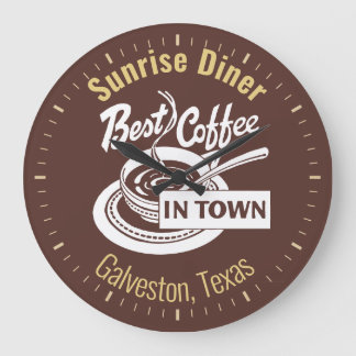 Sunrise Diner Restaurant with Name Large Clock