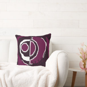 Sunrise Ethnic Circle - Aubergine White Cushion