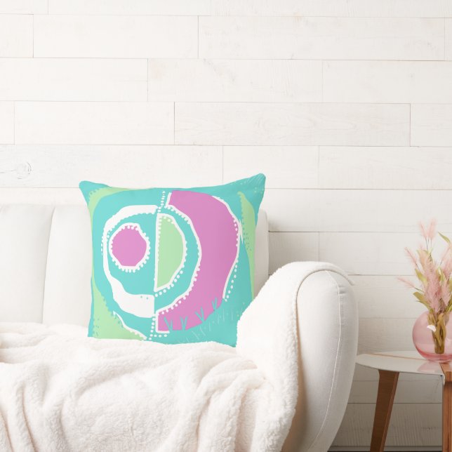 Sunrise Ethnic Circle - Mint Spearmint Pink Cushion (Couch)