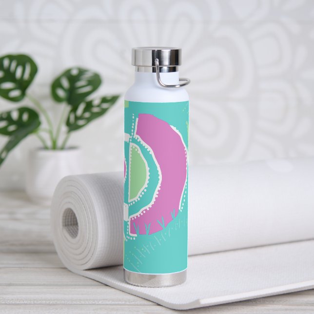 Sunrise Ethnic Circle - Mint Spearmint Pink Water Bottle (Yoga)