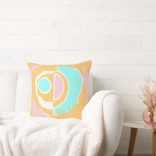 Sunrise Ethnic Circle - Pink Peach Turquoise Cushion