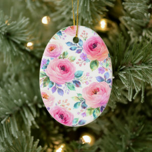 Sunrise Floral Boho Custom Name Design             Ceramic Ornament