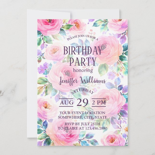 Sunrise Floral Boho Custom Name Design             Invitation (Front)