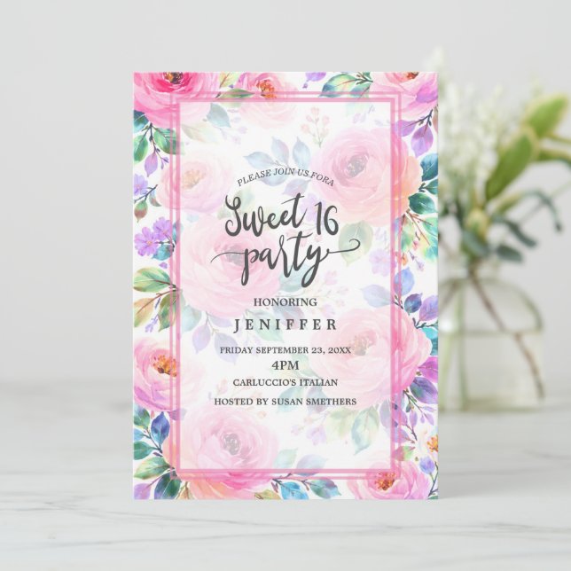Sunrise Floral Boho Custom Name Design             Invitation (Standing Front)