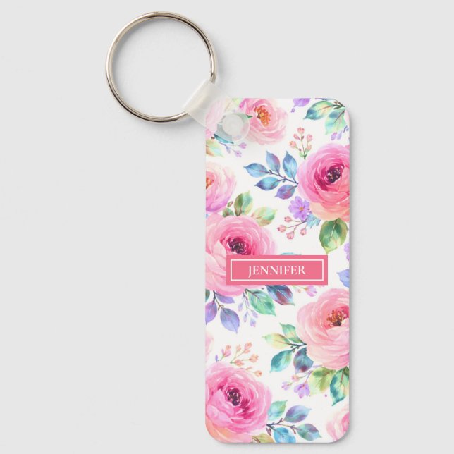Sunrise Floral Boho Custom Name Design             Key Ring (Front)