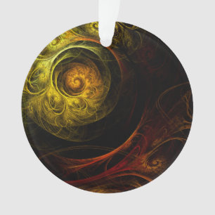 Sunrise Floral Red Abstract Art Acrylic Circle Ornament