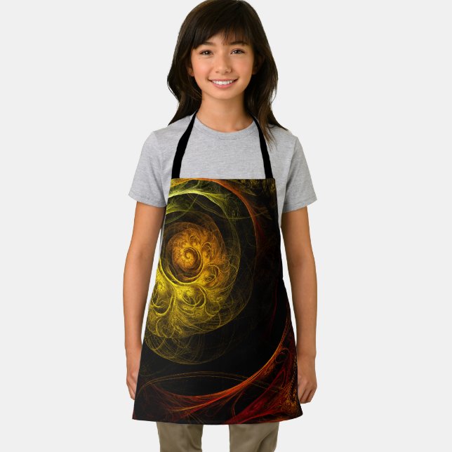 Sunrise Floral Red Abstract Art Apron (Insitu)