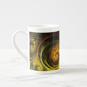 Sunrise Floral Red Abstract Art Bone China Mug