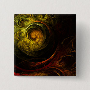 Sunrise Floral Red Abstract Art Button (square)
