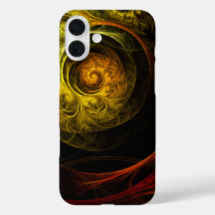 Sunrise Floral Red Abstract Art iPhone 16 Plus Case