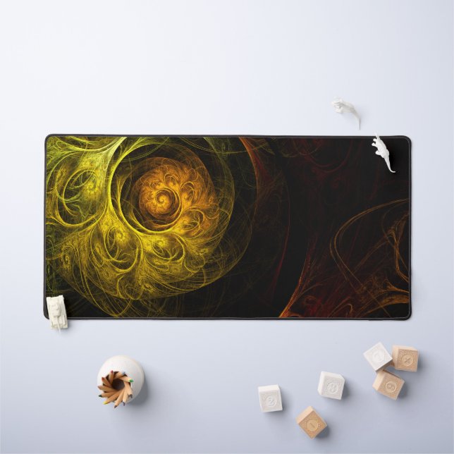 Sunrise Floral Red Abstract Art Desk Mat (Kids Table)