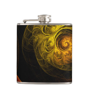 Sunrise Floral Red Abstract Art Hip Flask