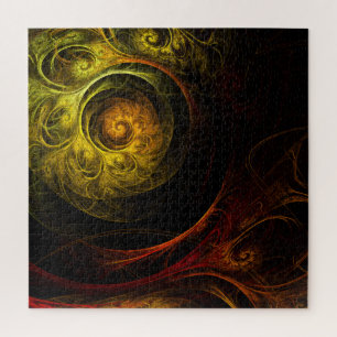 Sunrise Floral Red Abstract Art Jigsaw Puzzle
