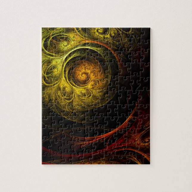 Sunrise Floral Red Abstract Art Jigsaw Puzzle (Vertical)